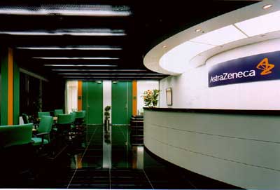 office with AstraZenica plaque